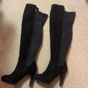 Over the knee, black, suede boots